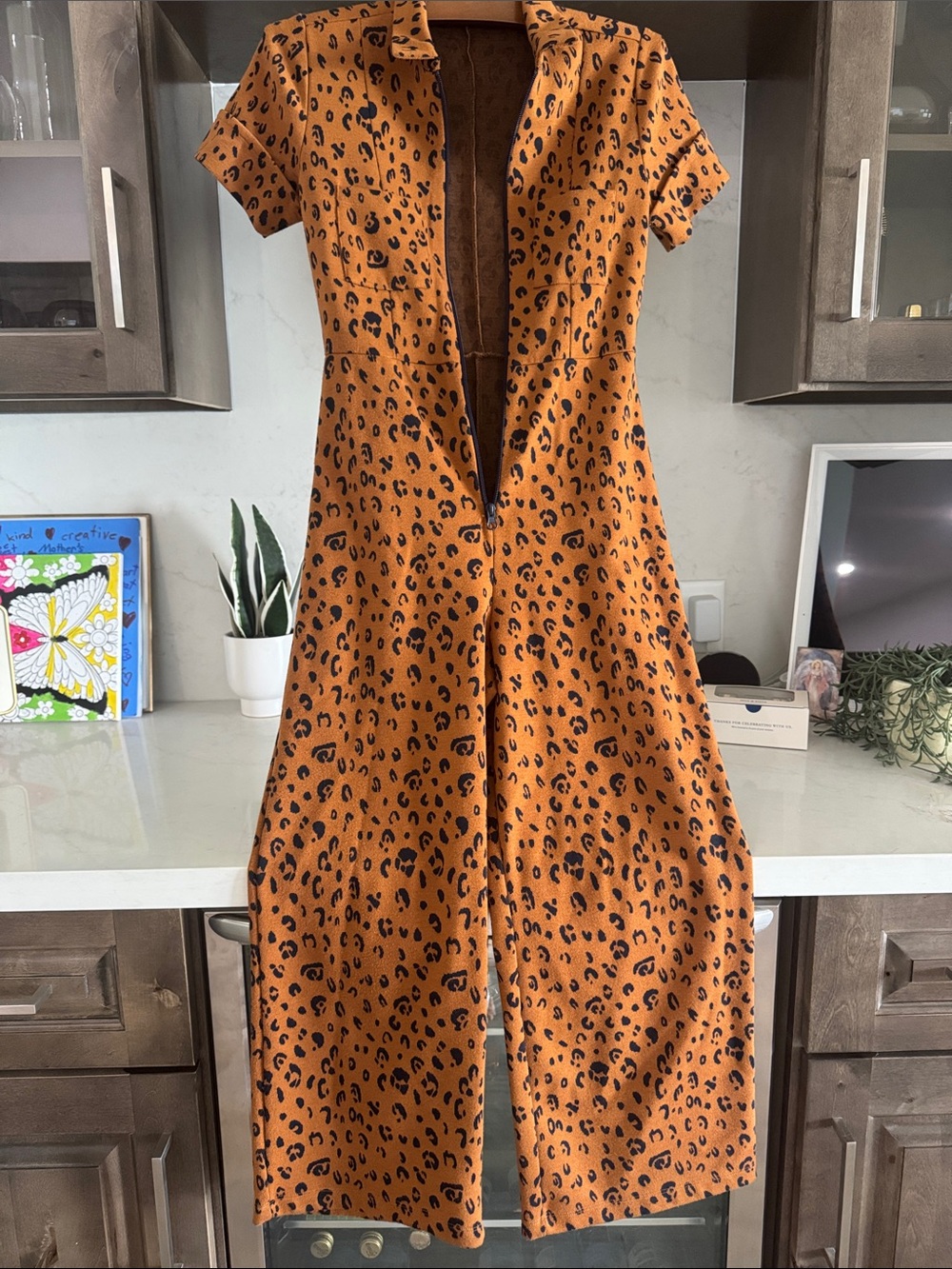 Free People Rust Leopard Print Jumpsuit - Picture 4 of 6